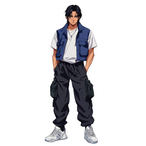 Muscular Anime Boy Standing Vinyl Car Decal Sticker – Waterproof & UV-Resistant 4.0"