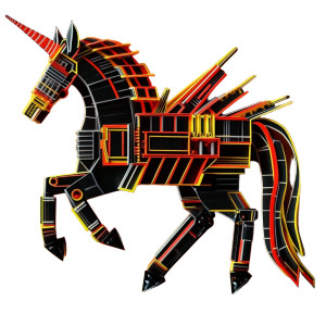 Robotic Unicorn Galloping Orange Vinyl Car Decal Sticker – Waterproof & UV-Resistant 4.0"