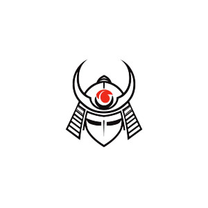 Samurai Helmet Red Moon Vector Vinyl Car Decal Sticker – Waterproof & UV-Resistant 4.0"