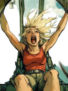 Scared Woman Falling Sky Vinyl Car Decal Sticker – Waterproof & UV-Resistant 4.11"