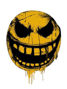 Scary Smiley Tshirt Logo Vinyl Car Decal Sticker – Waterproof & UV-Resistant 4.11"