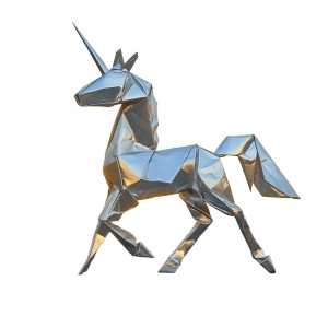 Silver Unicorn Origami Dawn Vinyl Car Decal Sticker – Waterproof & UV-Resistant 4.0"