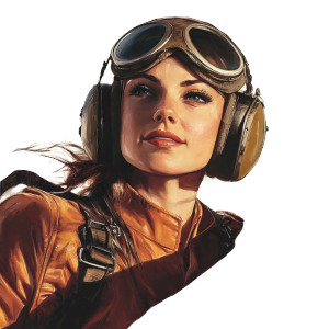 Woman Aviator Raw Vinyl Car Decal Sticker – Waterproof & UV-Resistant 4.0"