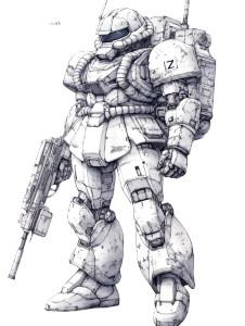 Zaku Ii Line Art Vinyl Car Decal Sticker – Waterproof & UV-Resistant 4.0"