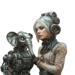 Cyborg Woman Robot Elephant Vinyl Car Decal Sticker – Waterproof & UV-Resistant 4.0"