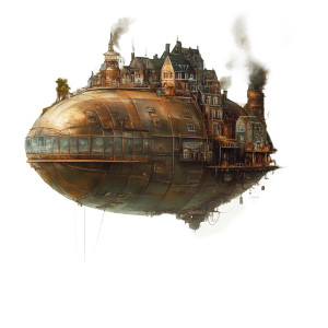 Steampunk Airship Suburb Vinyl Car Decal Sticker – Waterproof & UV-Resistant 4.0" Steampunk Airship Suburb Vinyl Car Decal Sticker – Waterproof & UV-Resistant 4.0"