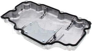 Dorman Oil Pan 264-864 OE Solutions; OE Replacement; 6.86 Quart Capacity; Without Windage Tray; Front Wet Sump; With Baffle; Silver; Aluminum; With Gasket Dorman Oil Pan 264-864 OE Solutions; OE Replacement; 6.86 Quart Capacity; Without Windage Tray; Front Wet Sump; With Baffle; Silver; Aluminum; With Gasket