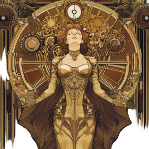 Steampunk Gears Alfons Mucha Vinyl Car Decal Sticker – Waterproof & UV-Resistant 4.0"