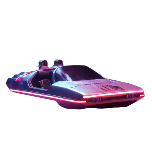 1980S Raypunk Hovercar Muscle Vinyl Car Decal Sticker – Waterproof & UV-Resistant 4.0"