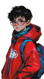 Anime Boy Cyberpunk Glasses Vinyl Car Decal Sticker – Waterproof & UV-Resistant 4.0"