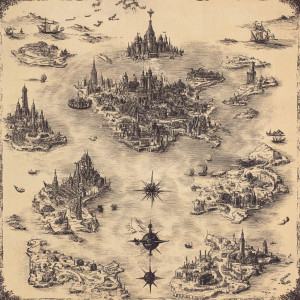 Atlantis Map Old Pen Vinyl Car Decal Sticker – Waterproof & UV-Resistant 4.0"