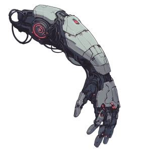 Cel Shaded Cybernetic Arm Vinyl Car Decal Sticker – Waterproof & UV-Resistant 4.0"