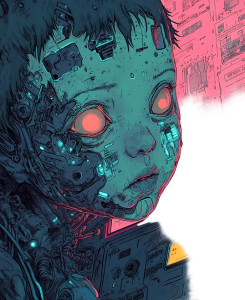 Distorted Ai Child Cyberpunk Vinyl Car Decal Sticker – Waterproof & UV-Resistant 4.0"