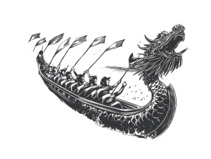 Dragon Boat Race Scene Vinyl Car Decal Sticker – Waterproof & UV-Resistant 5.31"