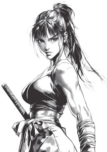 90S Seinen Female Warrior Vinyl Car Decal Sticker – Waterproof & UV-Resistant 4.0"