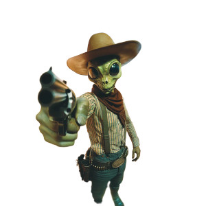 Alien Cowboy Gun Pov Vinyl Car Decal Sticker – Waterproof & UV-Resistant 4.0"