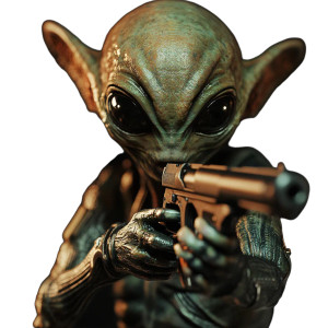 Alien Mini Gun Vinyl Car Decal Sticker – Waterproof & UV-Resistant 4.0"