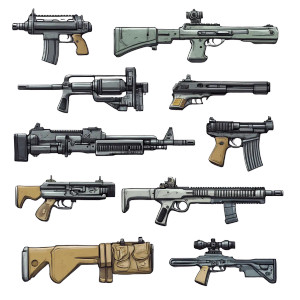 Anime Firearms Top View Vinyl Car Decal Sticker – Waterproof & UV-Resistant 4.0"