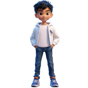 Asian Boy Futuristic City Vinyl Car Decal Sticker – Waterproof & UV-Resistant 4.0"