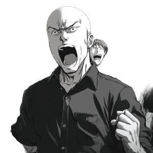 Balding Man Yelling Students Manga Vinyl Car Decal Sticker – Waterproof & UV-Resistant 4.0"