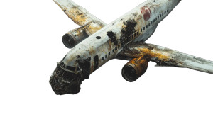 Destroyed Plane Mysterious Creature People Vinyl Car Decal Sticker – Waterproof & UV-Resistant 7.14"
