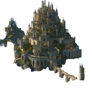 Fantasy 3Tiered City Lake Vinyl Car Decal Sticker – Waterproof & UV-Resistant 4.0"