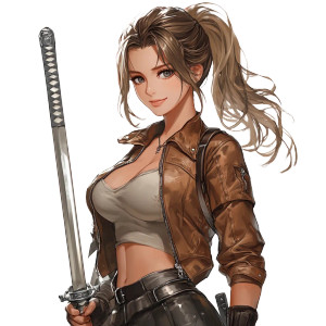 Female Hunter Anime Sword Vinyl Car Decal Sticker – Waterproof & UV-Resistant 4.0"