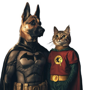 German Shepherd Batman Cat Robin Vinyl Car Decal Sticker – Waterproof & UV-Resistant 4.0"