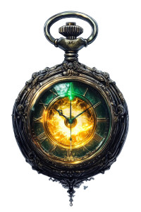 Glowing Pocket Watch Fantasy Vinyl Car Decal Sticker – Waterproof & UV-Resistant 4.0"