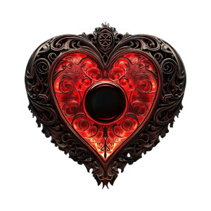 Glowing Red Gothic Heart Vinyl Car Decal Sticker – Waterproof & UV-Resistant 4.0"