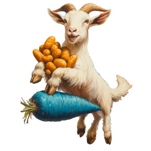 Goat Potatoes Blue Carrot Vinyl Car Decal Sticker – Waterproof & UV-Resistant 4.0"