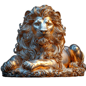 Golden Lion Sculpture Lying Vinyl Car Decal Sticker – Waterproof & UV-Resistant 4.0"
