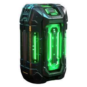 Green Glowing Futuristic Battery Vinyl Car Decal Sticker – Waterproof & UV-Resistant 4.0"