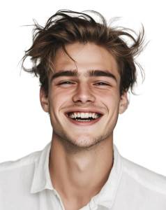 Handsome German Model Smile Vinyl Car Decal Sticker – Waterproof & UV-Resistant 4.0"