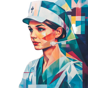Heroic Nurse Vaporwave Cubism Vinyl Car Decal Sticker – Waterproof & UV-Resistant 4.0"