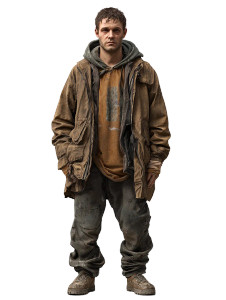 Homeless Man Front Waist Up Vinyl Car Decal Sticker – Waterproof & UV-Resistant 4.0"