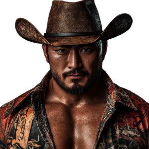 Japanese Cowboy Wrestler Portrait Vinyl Car Decal Sticker – Waterproof & UV-Resistant 4.0"