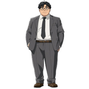 Japanese Man Gray Suit Vinyl Car Decal Sticker – Waterproof & UV-Resistant 4.0"