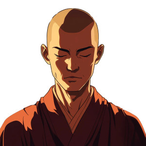 Japan Monk Meditating Peaceful Vinyl Car Decal Sticker – Waterproof & UV-Resistant 4.0"