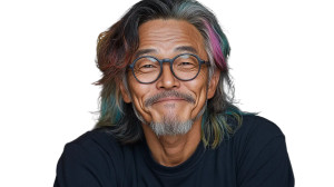 Korean Man Rainbow Hair Vinyl Car Decal Sticker – Waterproof & UV-Resistant 7.14"