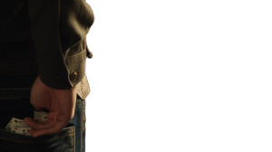 Man Pocket Poker Dark Vinyl Car Decal Sticker – Waterproof & UV-Resistant 7.14"