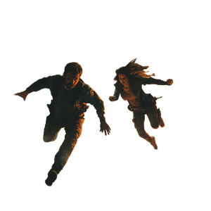 Man Woman Chased Spaceship Vinyl Car Decal Sticker – Waterproof & UV-Resistant 4.0"