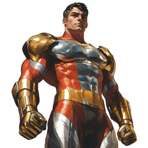 Muscular Superhero Metallic Outfit Vinyl Car Decal Sticker – Waterproof & UV-Resistant 4.0"