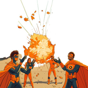 Orange Superheroes Magic Explosion Vinyl Car Decal Sticker – Waterproof & UV-Resistant 4.0"