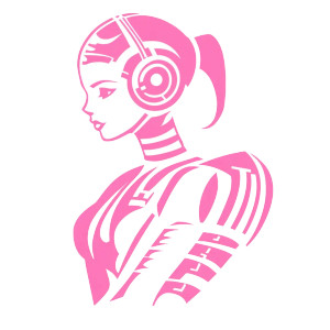 Pink Female Robot Logo Vinyl Car Decal Sticker – Waterproof & UV-Resistant 4.0"