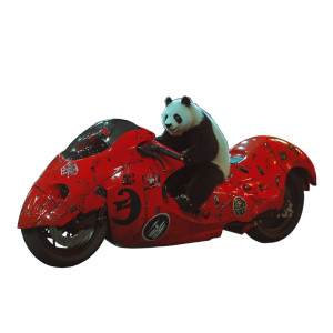 Red Bike Panda Akira Vinyl Car Decal Sticker – Waterproof & UV-Resistant 4.0"