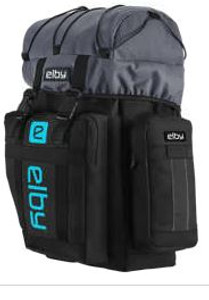 Ultimate Elby Mobility Bicycle Pannier Bag | Waterproof Canvas | Side Pocket, Strap | Black/Grey with Malibu Blue Logo
