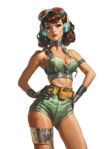 Retro Scifi Woman Robots Vinyl Car Decal Sticker – Waterproof & UV-Resistant 4.11"