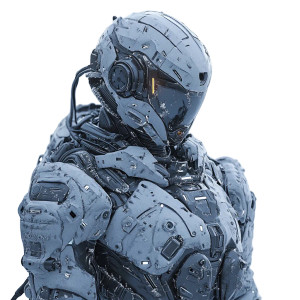 Silver Ice Mech Warrior Vinyl Car Decal Sticker – Waterproof & UV-Resistant 4.0"