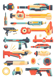 Space Adventure Weapons Knolling Vinyl Car Decal Sticker – Waterproof & UV-Resistant 4.0" Space Adventure Weapons Knolling Vinyl Car Decal Sticker – Waterproof & UV-Resistant 4.0"